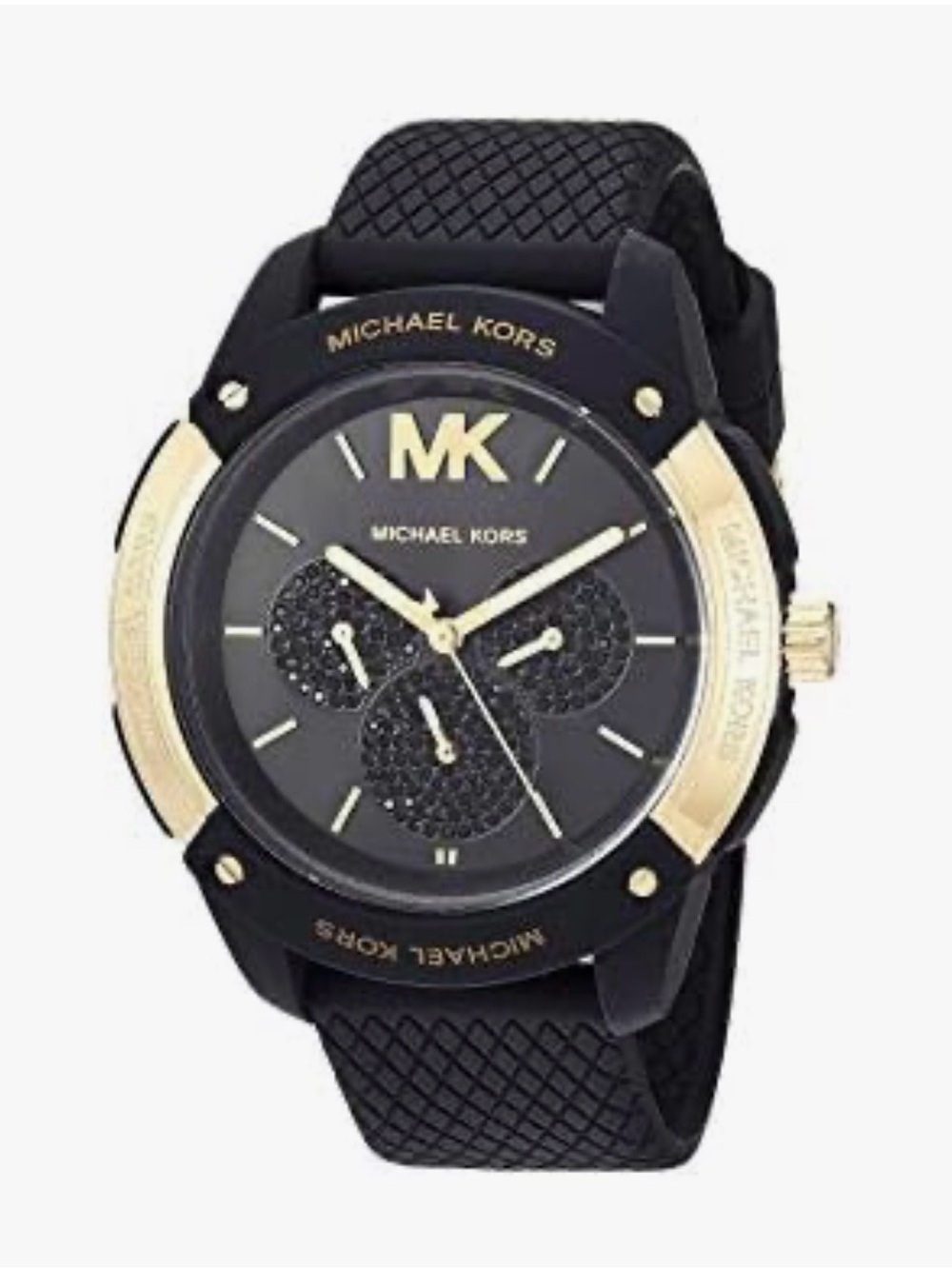 Michael Kors Black and Gold-tone MK Crystal Dial Watch